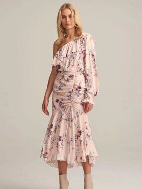 Steele Dahlia One Shoulder Dress in. Pink Floral